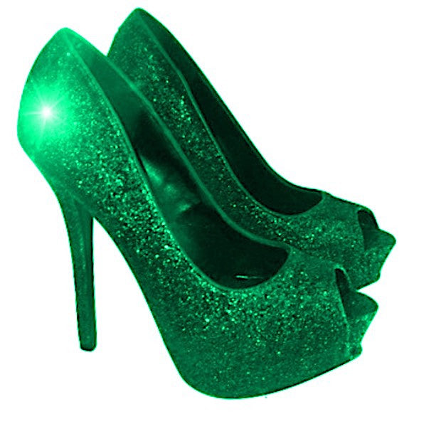 green closed toe heels