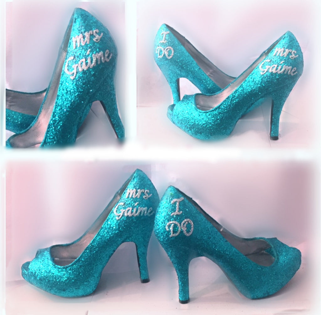 Sparkly Turquoise Blue Glitter high low 