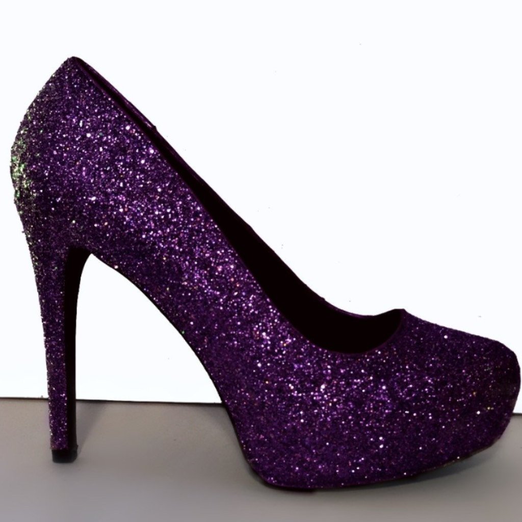 purple glitter shoes