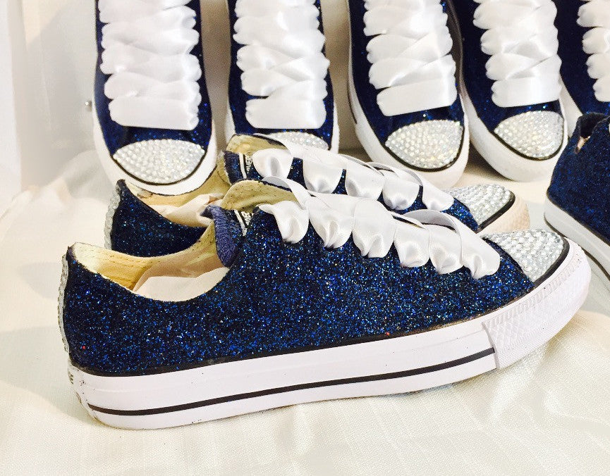 blue sparkly converse sneakers