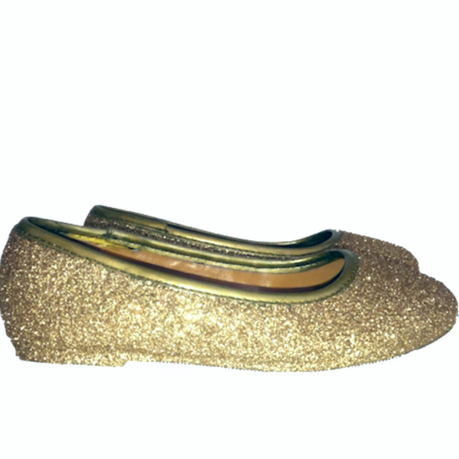 Sparkly Gold Glitter Ballet Flats Shoes 
