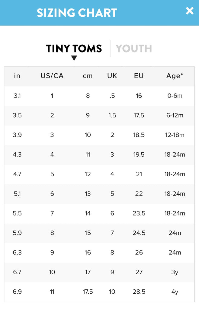 toms kids shoes size chart - Pflag