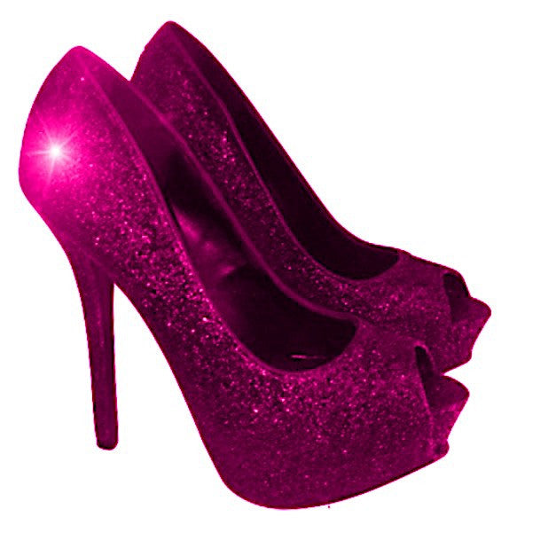 Magenta Pink Glitter Heels shoes 