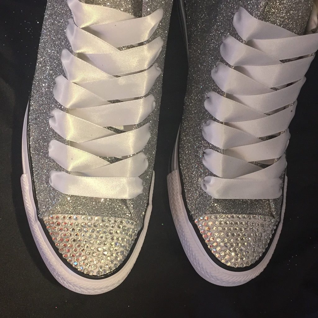 Sparkly Glitter Converse Silver Bling 