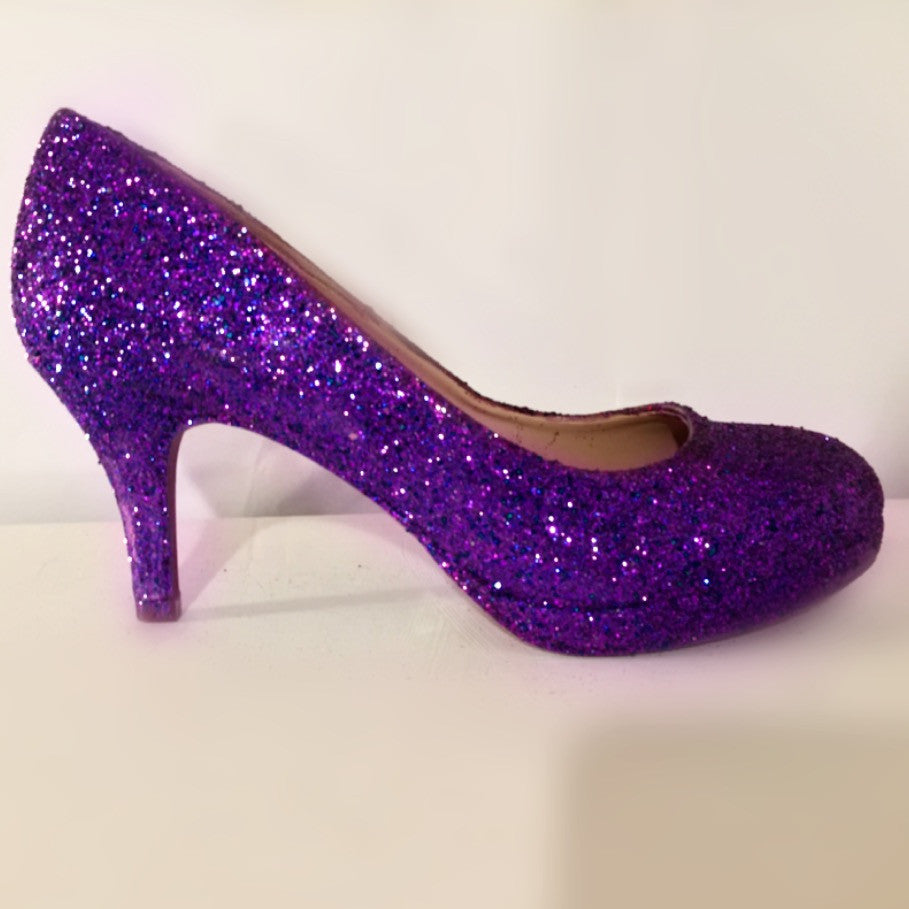 purple glitter shoes