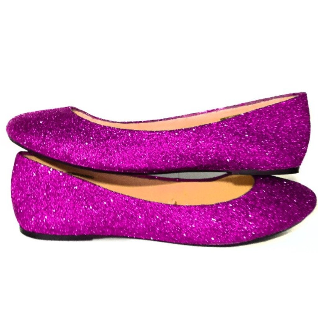 pink glitter flats