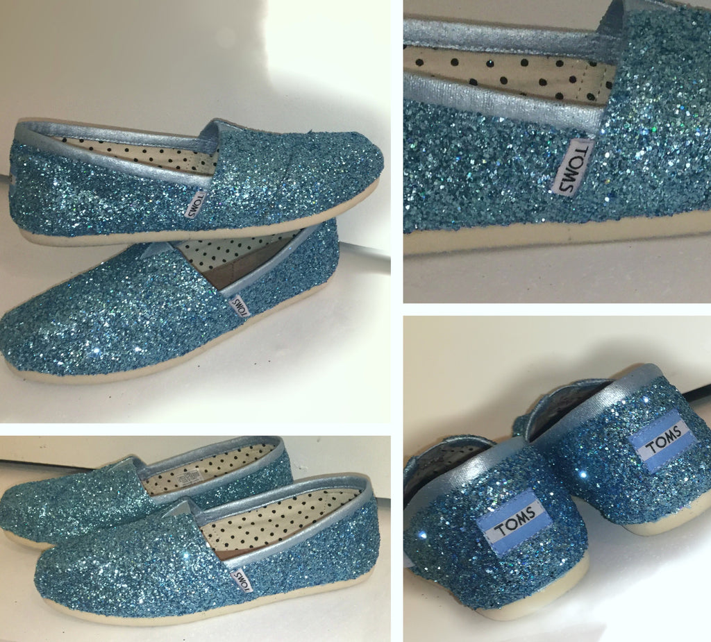 Sparkly Glitter Toms Cinderella Blue 
