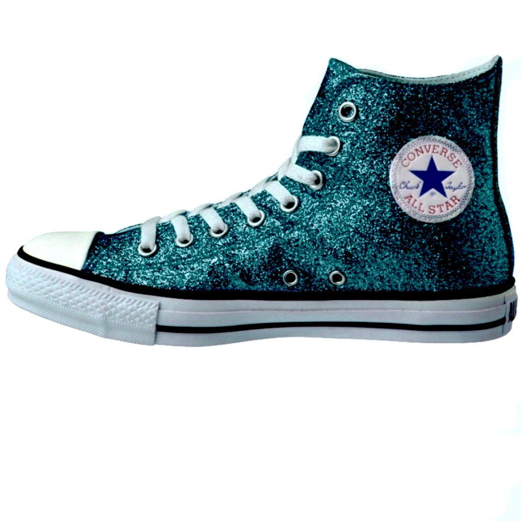 turquoise glitter converse