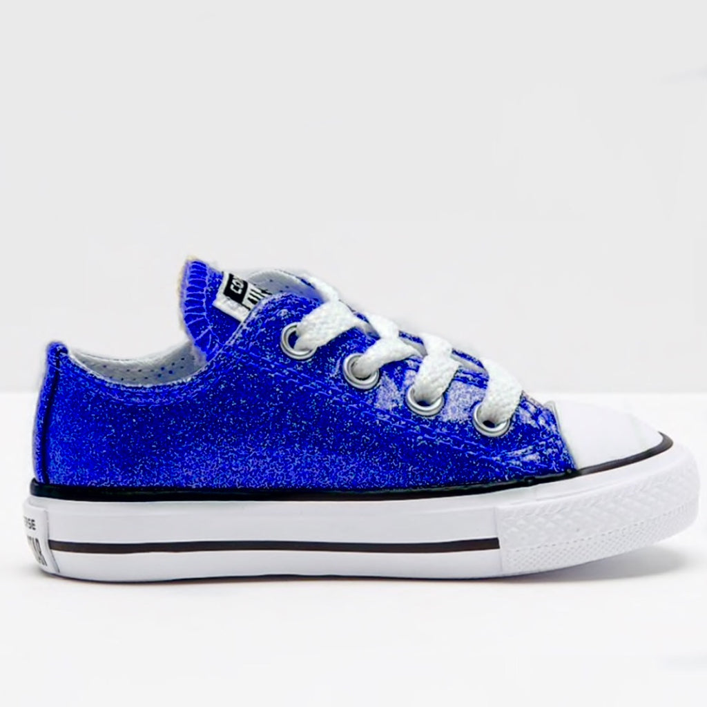 sparkly blue converse shoes