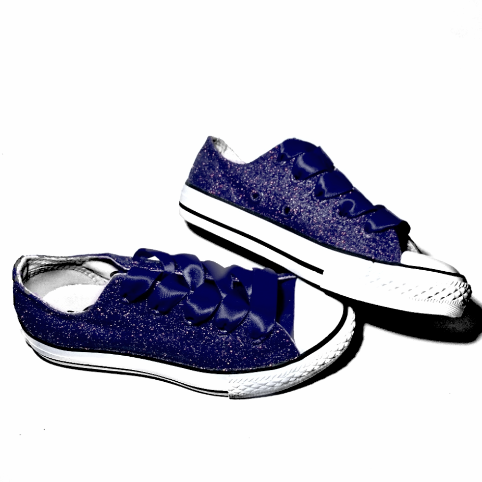 sparkly blue converse shoes