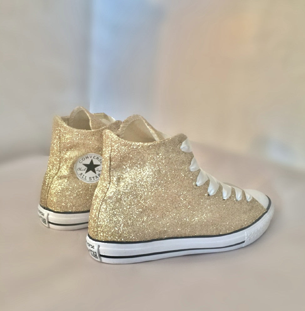 gold sparkle converse shoes