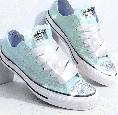 sparkly teal converse