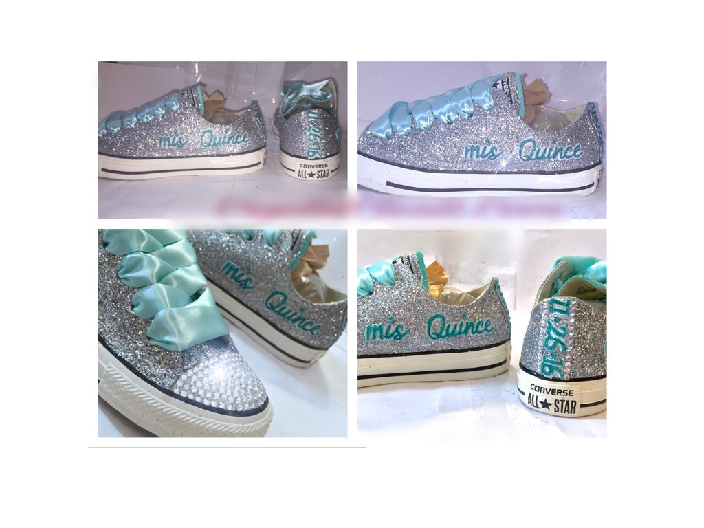 sparkly teal converse