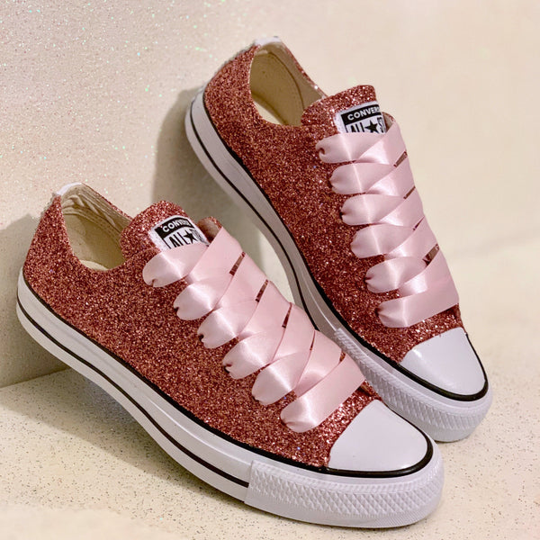 Sparkly Rose Gold glitter Converse All Stars shoes Wedding bride shoes ...