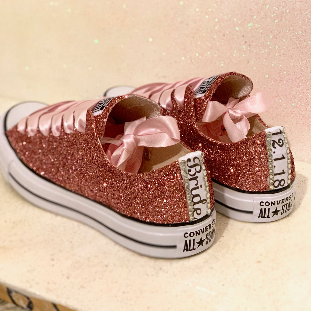 Sparkly Rose Gold glitter Converse All 