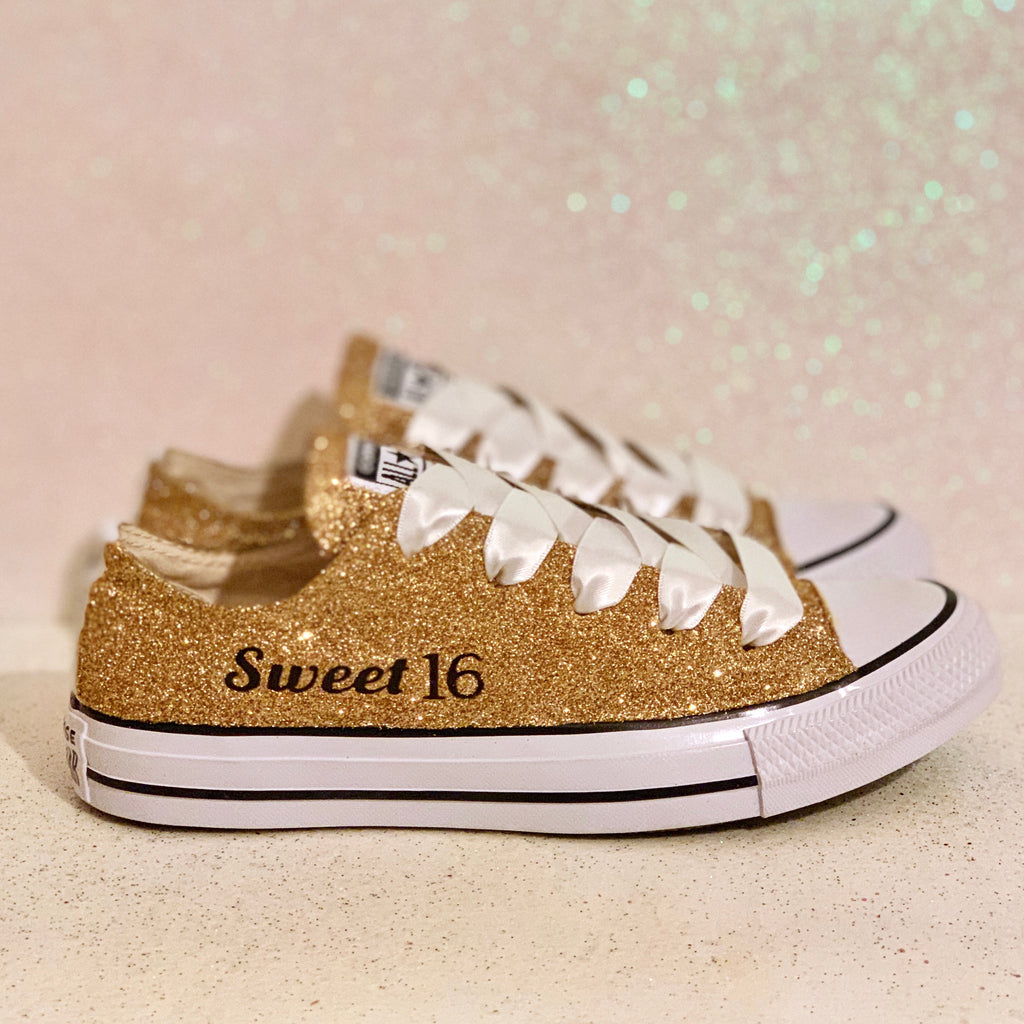 gold glitter gym shoes