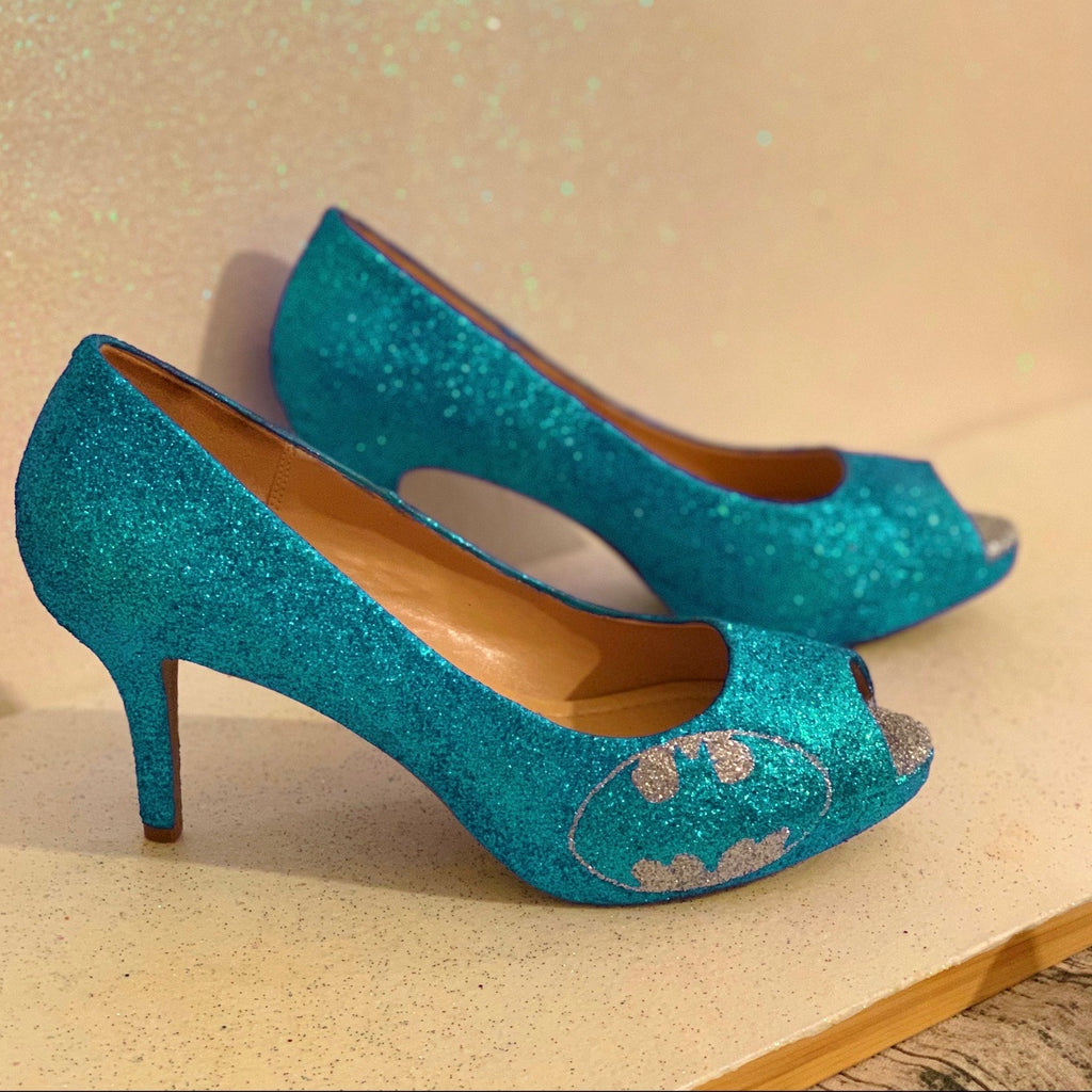teal blue high heels