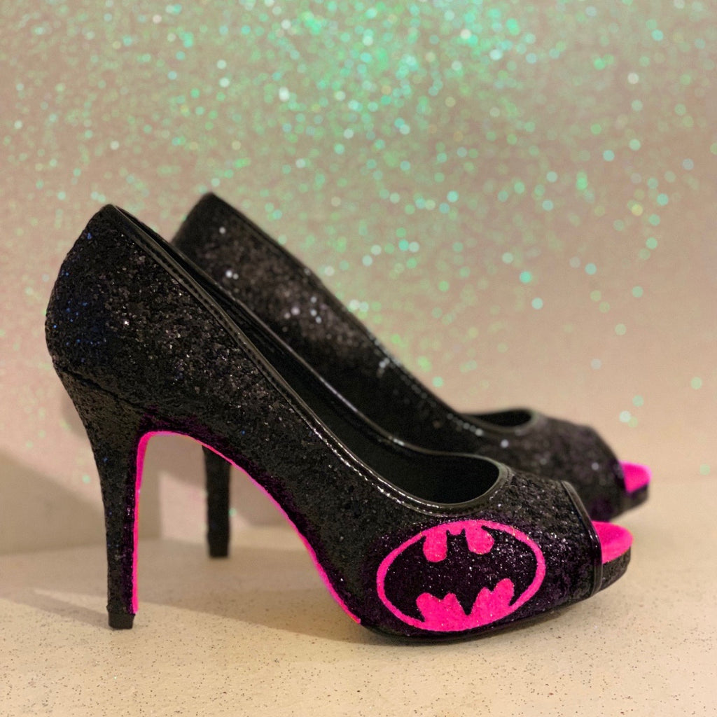 Women's Glitter SuperHero Heels Black 