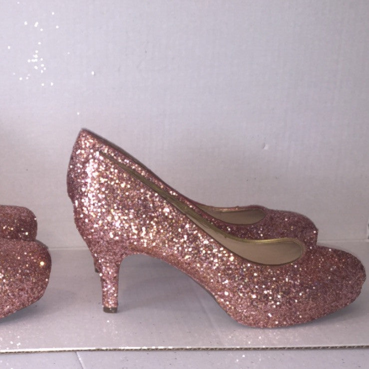 low heel metallic shoes