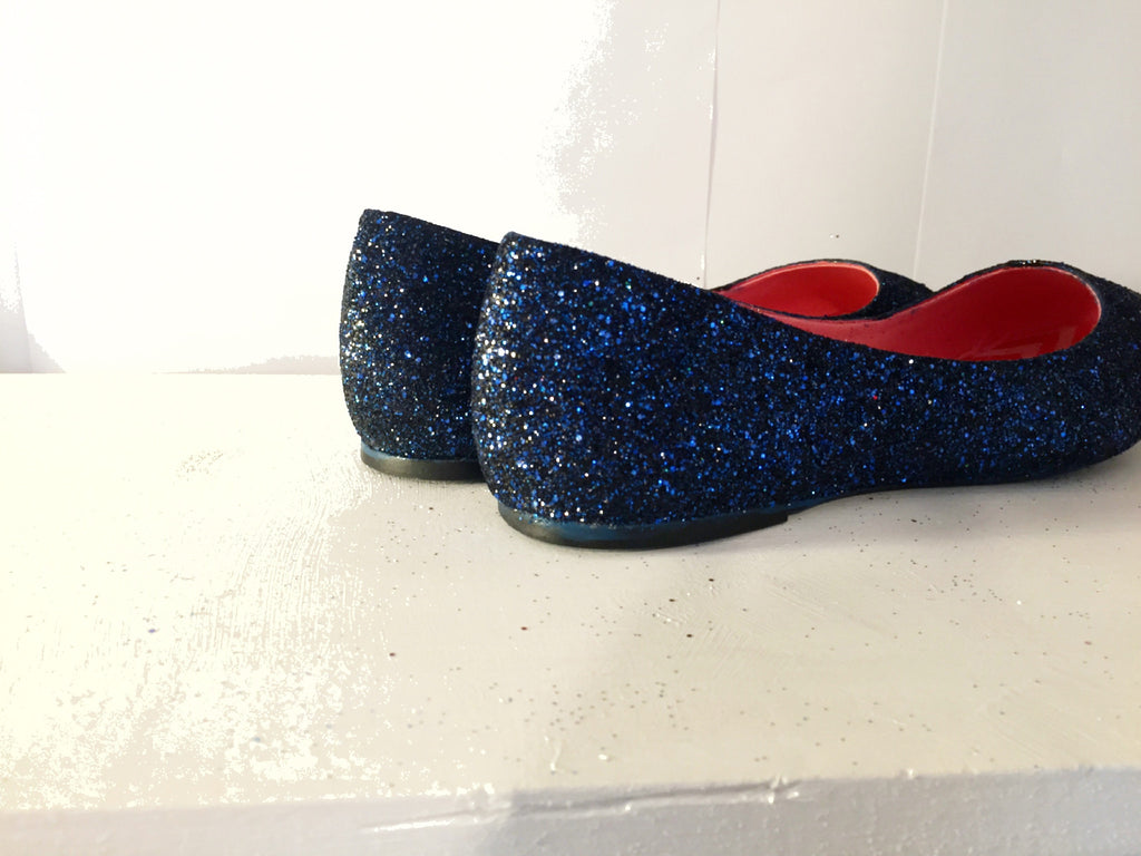 navy sparkle flats