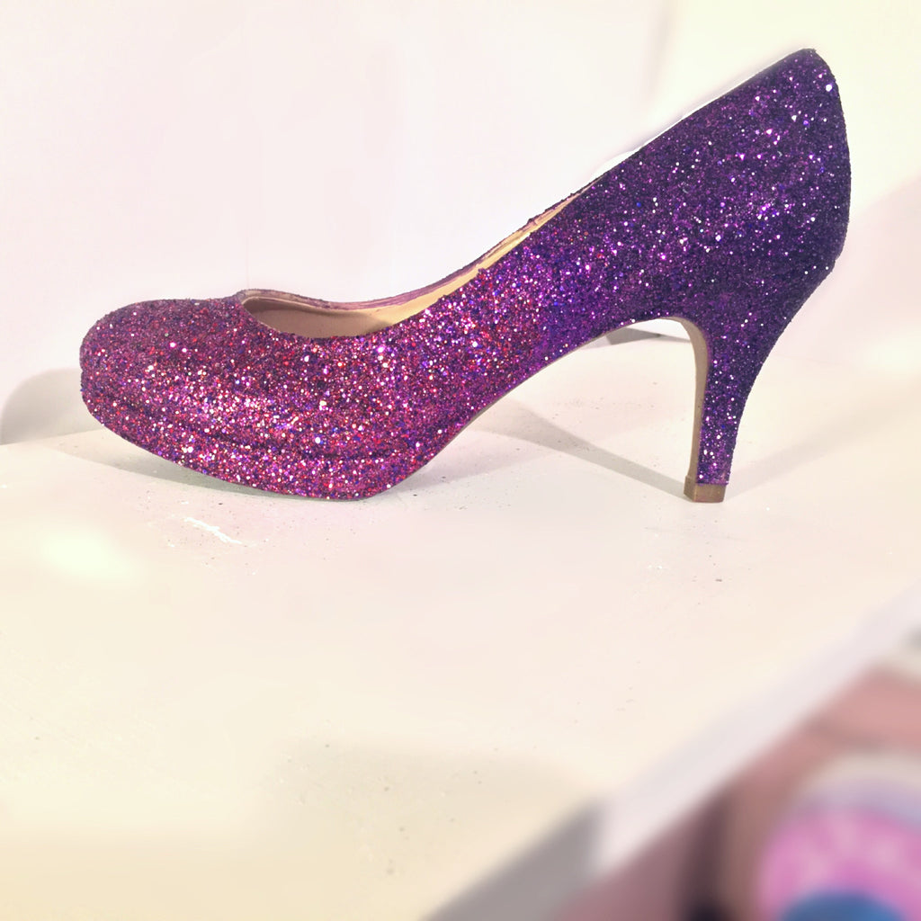 glitter shoes low heel