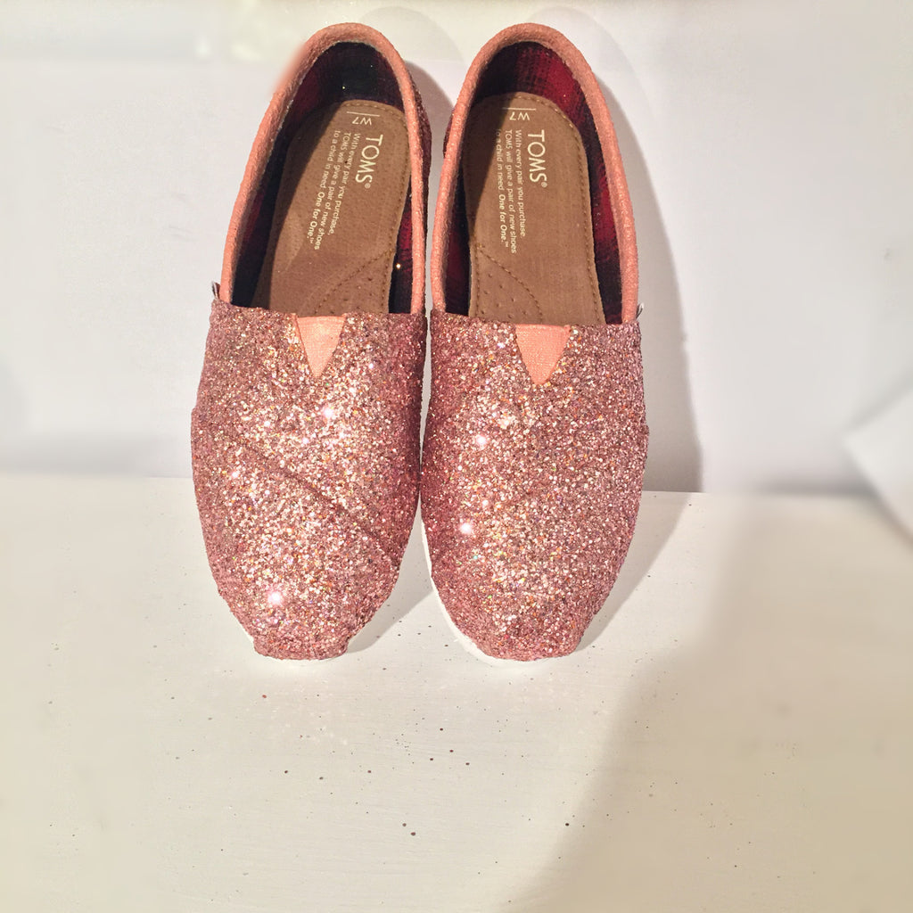 Women's Toms sparkly Rose Gold glitter 