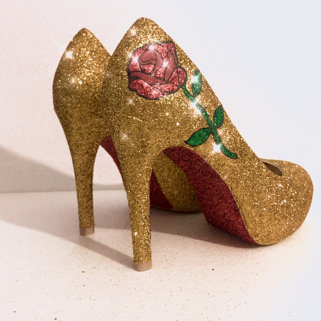 sparkly gold heels