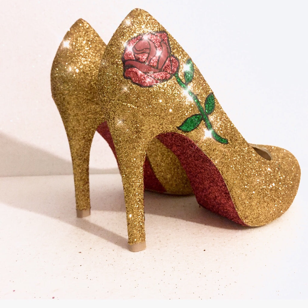 Bridal Sparkly Gold Glitter heels 