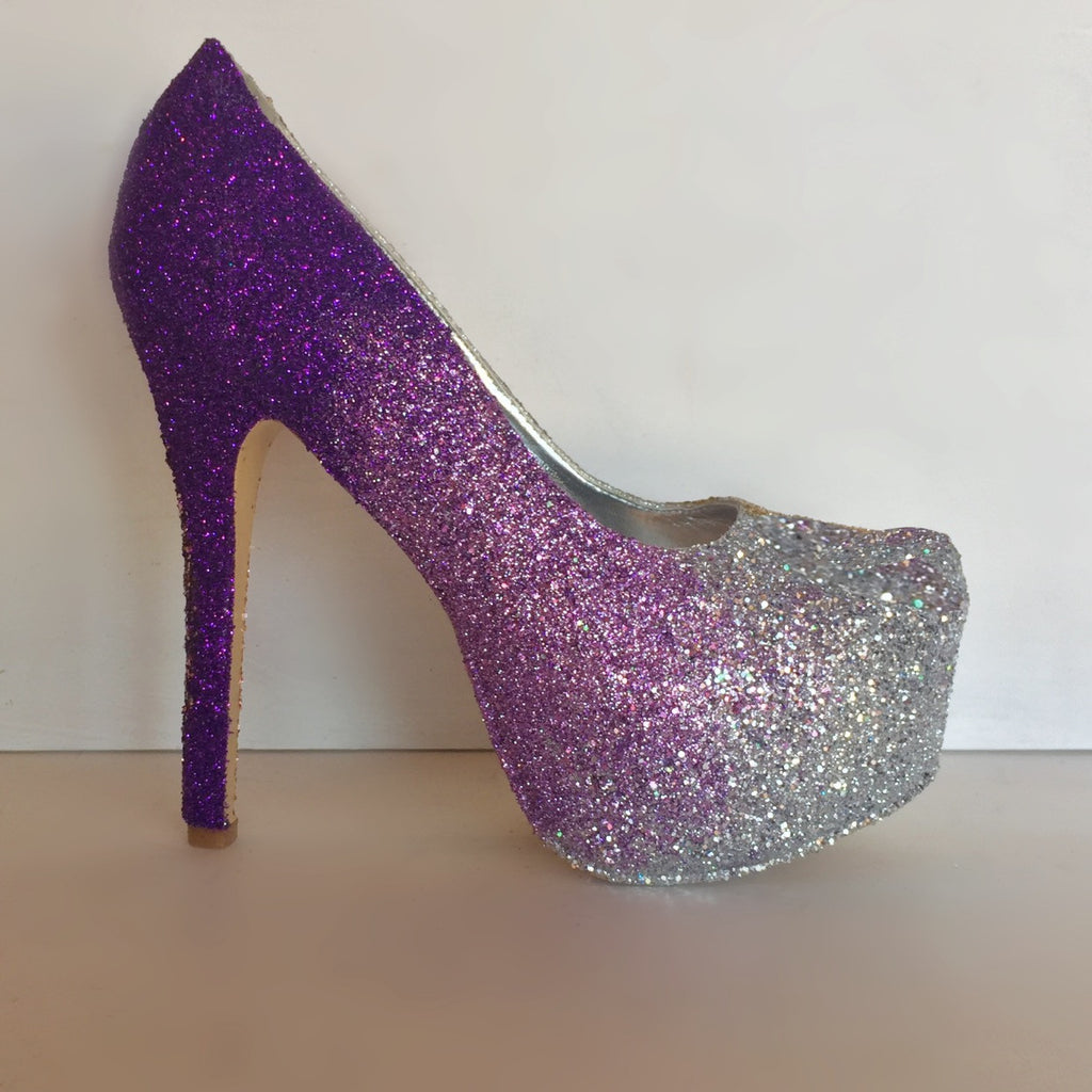purple and silver shoes