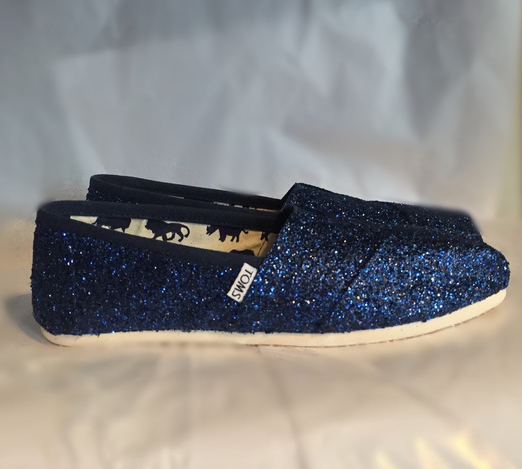 Women's Sparkly glitter Toms Navy Blue 
