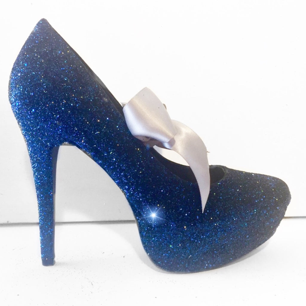 royal blue heels with bow