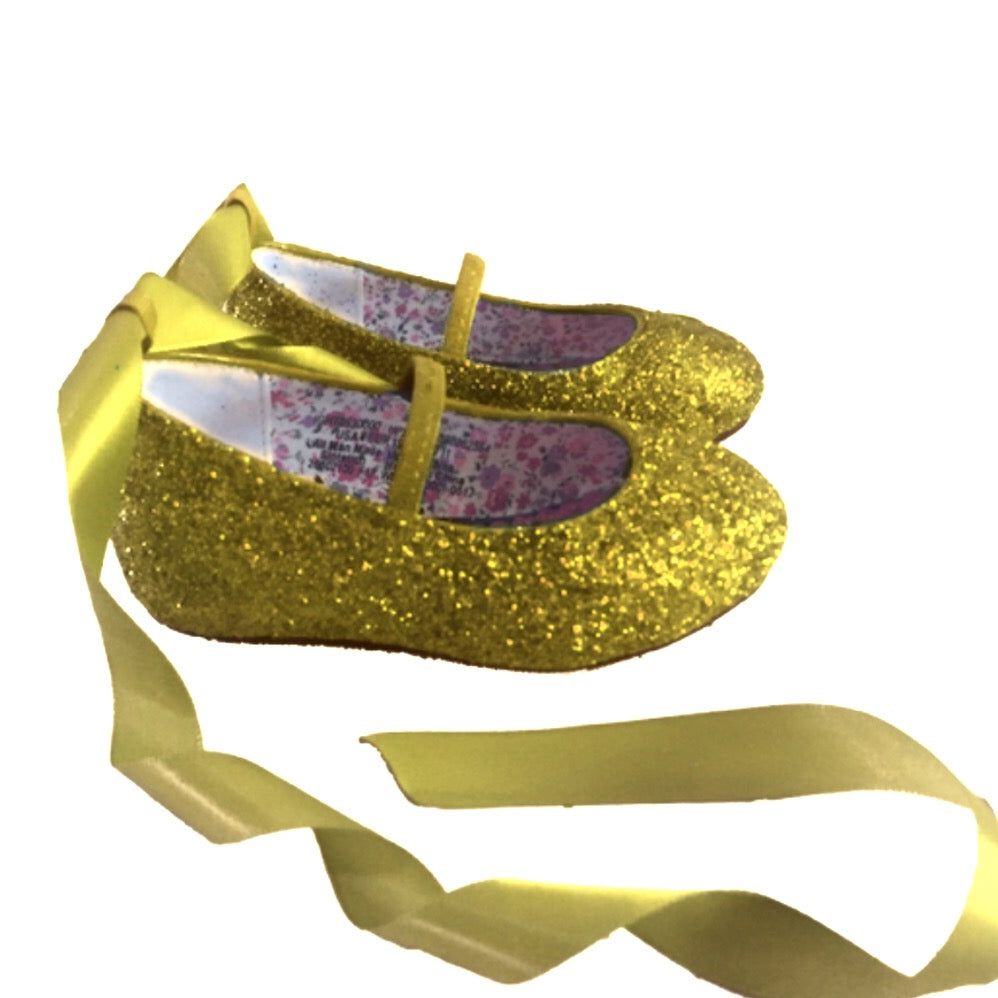 gold glitter little girl shoes