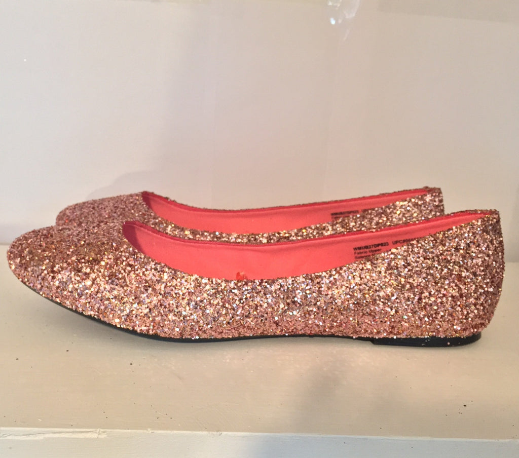 Women's Rose Gold Pink Glitter Ballet 