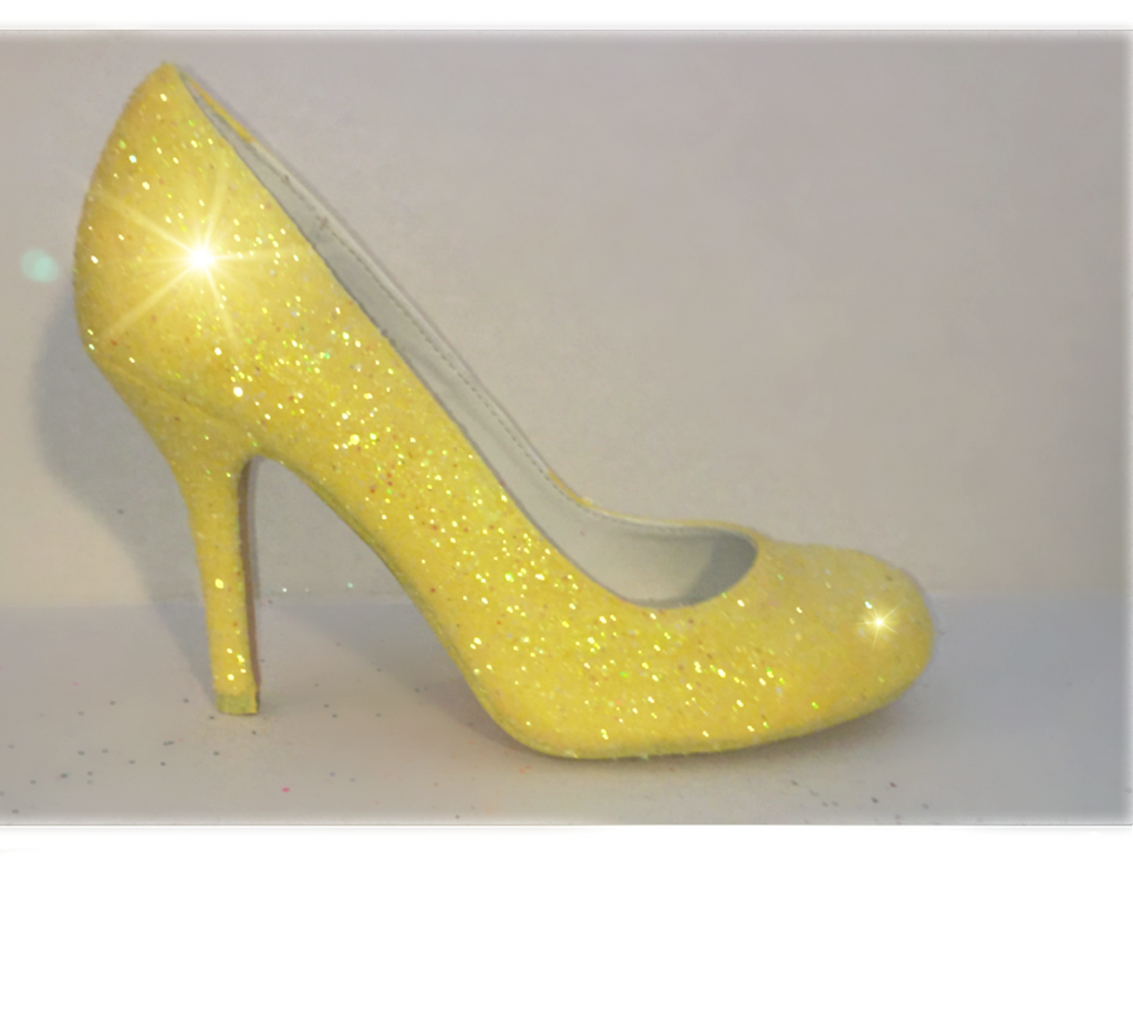 Canary Yellow Glitter pumps high low heels wedding bride shoes – Glitter Shoe Co