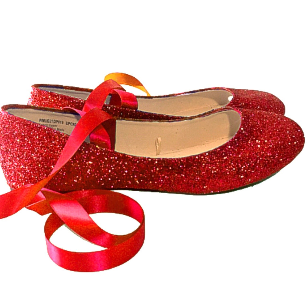 red sparkle flats womens