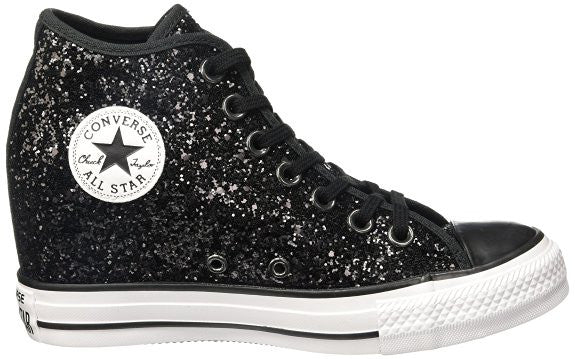 Black Glitter Converse lux Wedge Heels 