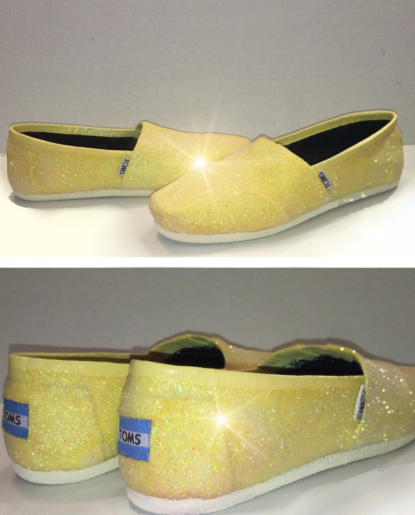yellow glitter shoes