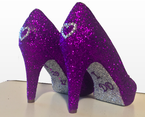 purple and silver wedding shoes