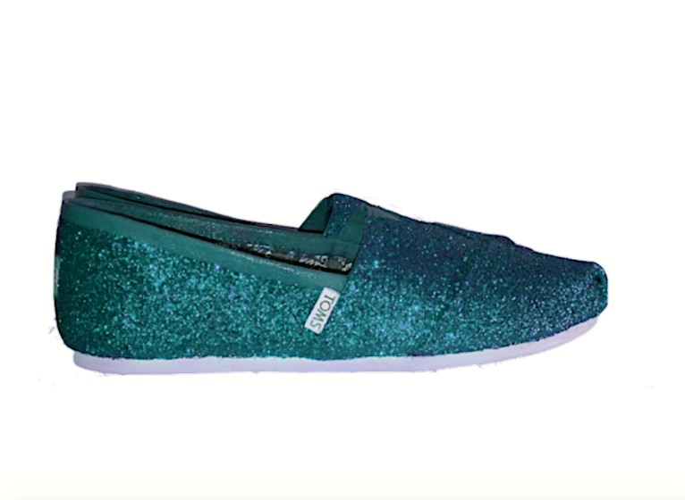 Women's sparkly Glitter Toms Teal Blue 