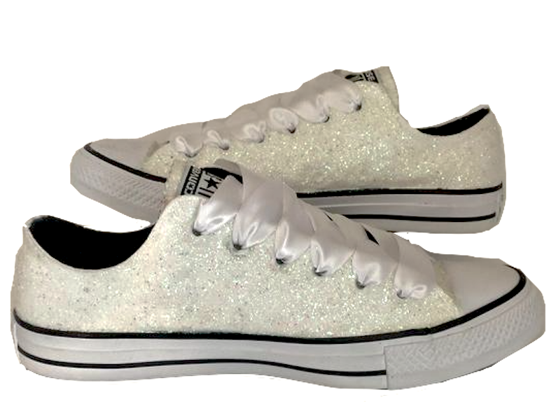 white sparkly converse shoes