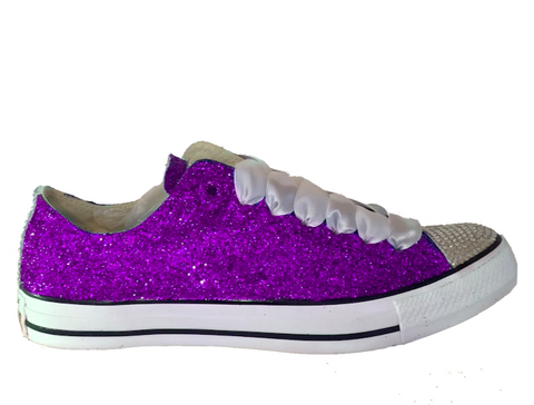 black purple glitter converse