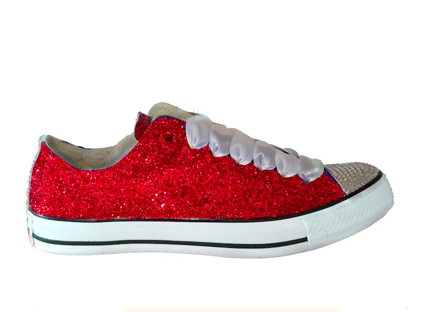 Sparkly Glitter Converse Stars Red 