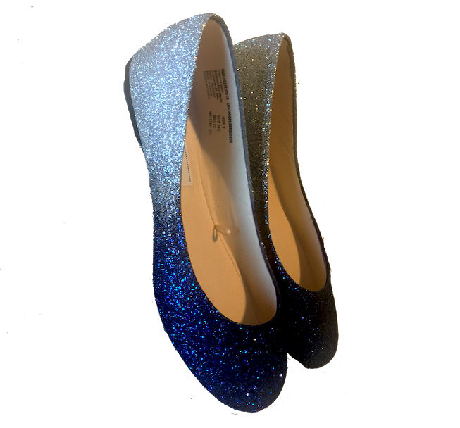 navy blue glitter flats