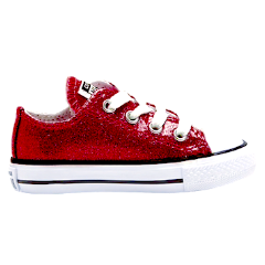 red sparkle shoes child