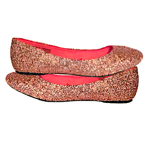 rose gold sparkly flats