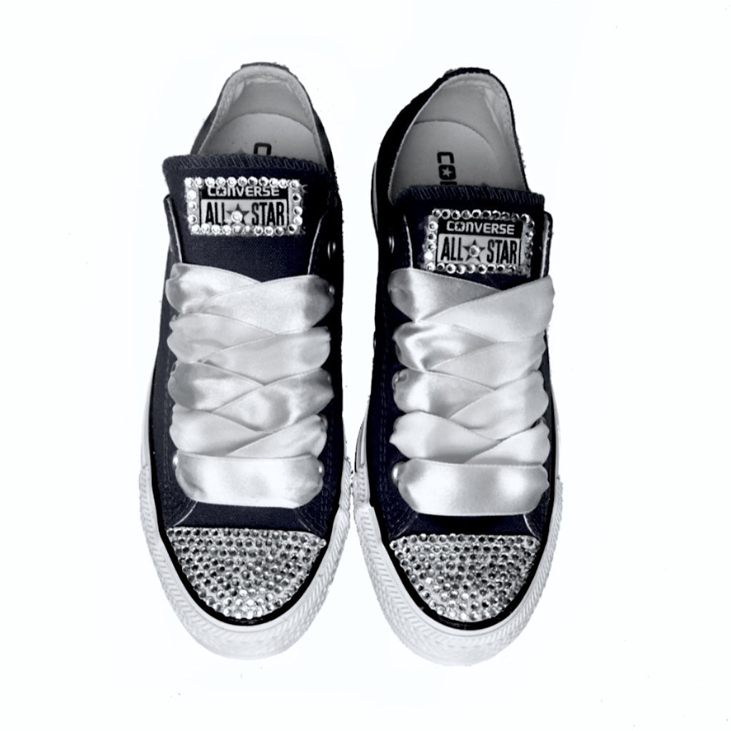 Wedding Converse All Star Crystals Sneakers Shoes Black Bride prom –  Glitter Shoe Co