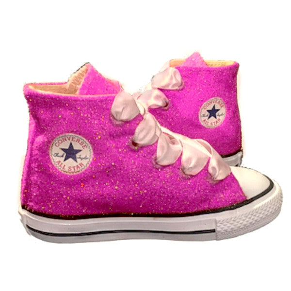 sparkly pink converse shoes