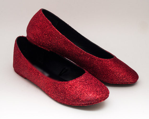 red glitter ballerina shoes