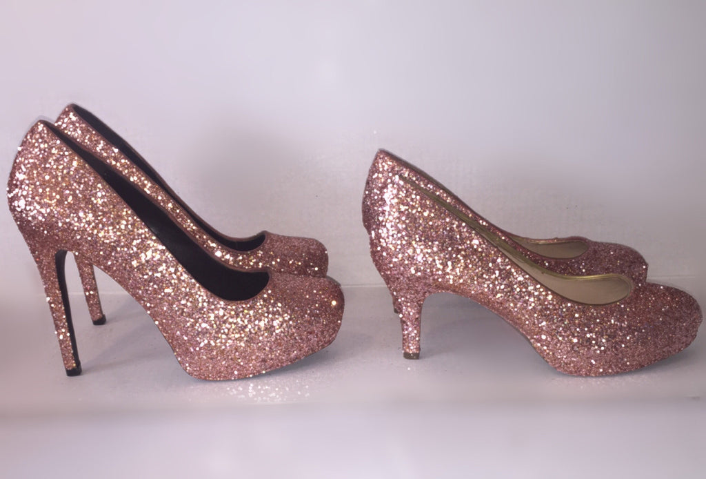 sequin rose gold shoes