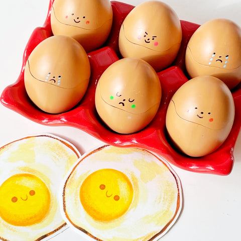 Egg Lighters in egg crate with stickers